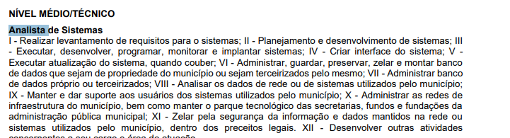 Legal duties of the systems analyst role in the exam notice