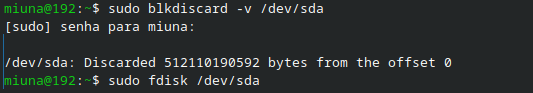 blkdiscard command result