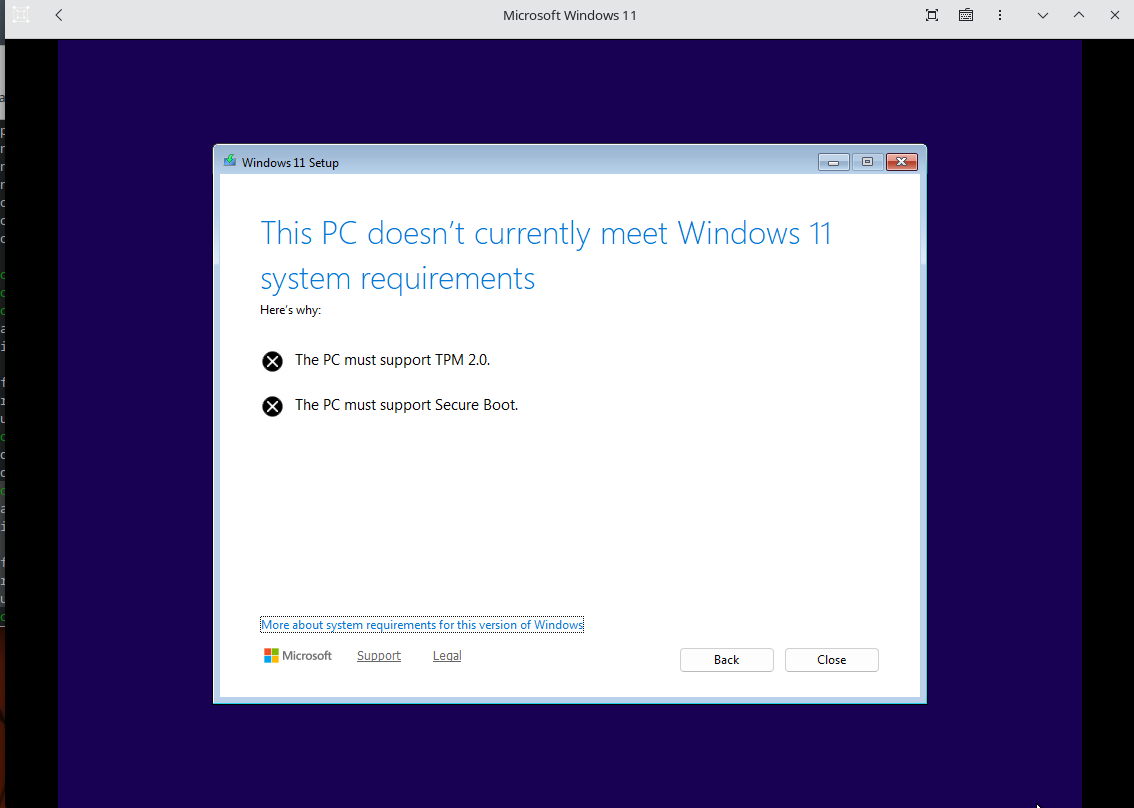 Error this pc does not meet windows 11 requirements