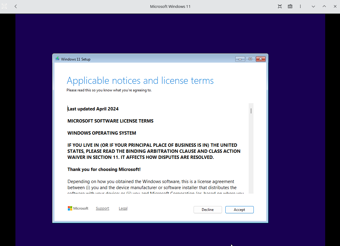 Windows 11 install proceeding without error