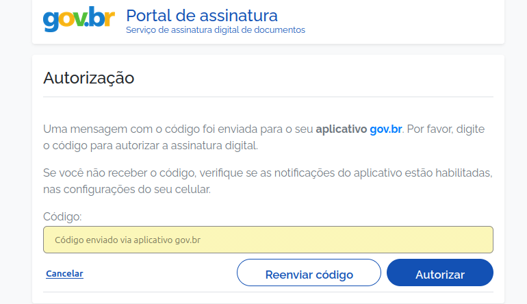 Tela de site pedindo codigo de verificacao enviado para celular