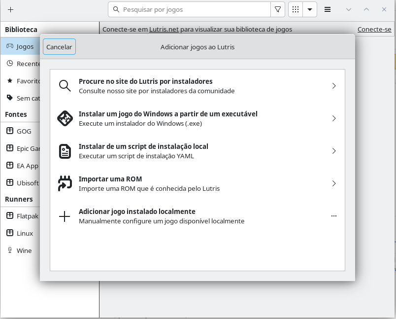 add locally installed game button in lutris
