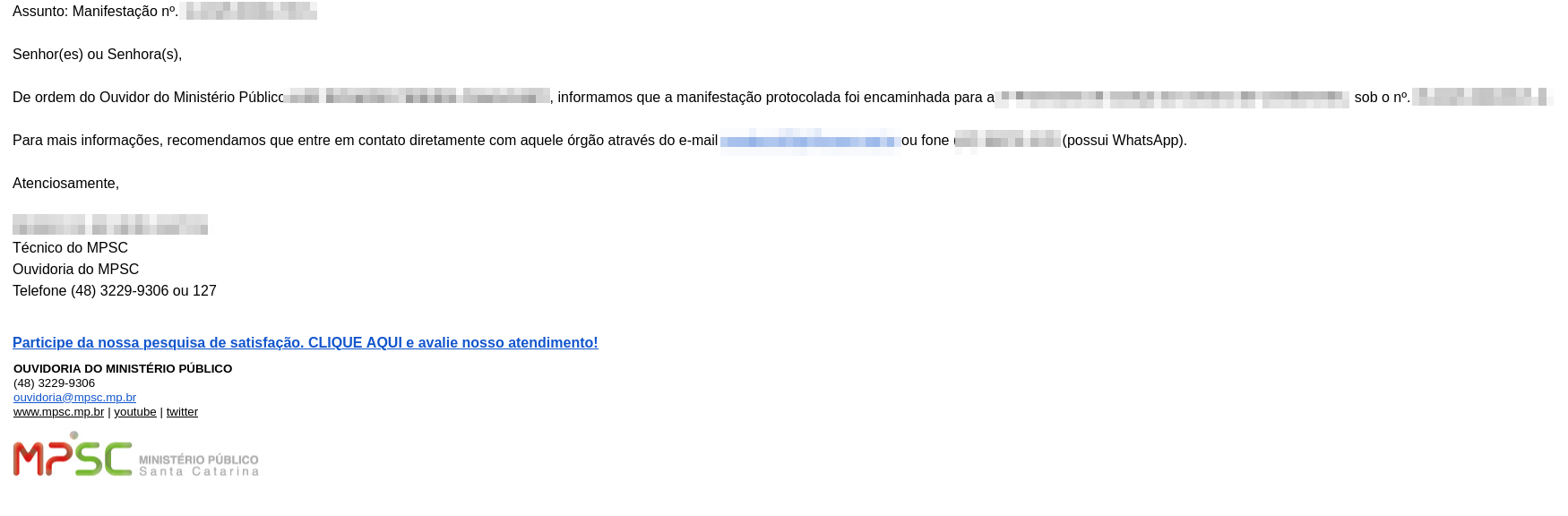 Screenshot of the official procedure protocol at the public prosecutors office
