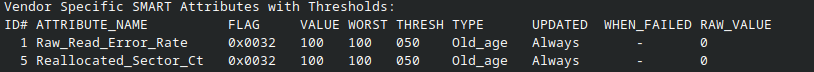checking reallocated sector count